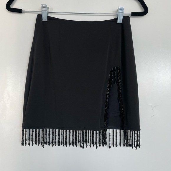 Stephanie Fringe Mini Skirt - Black - Picture 3 of 4